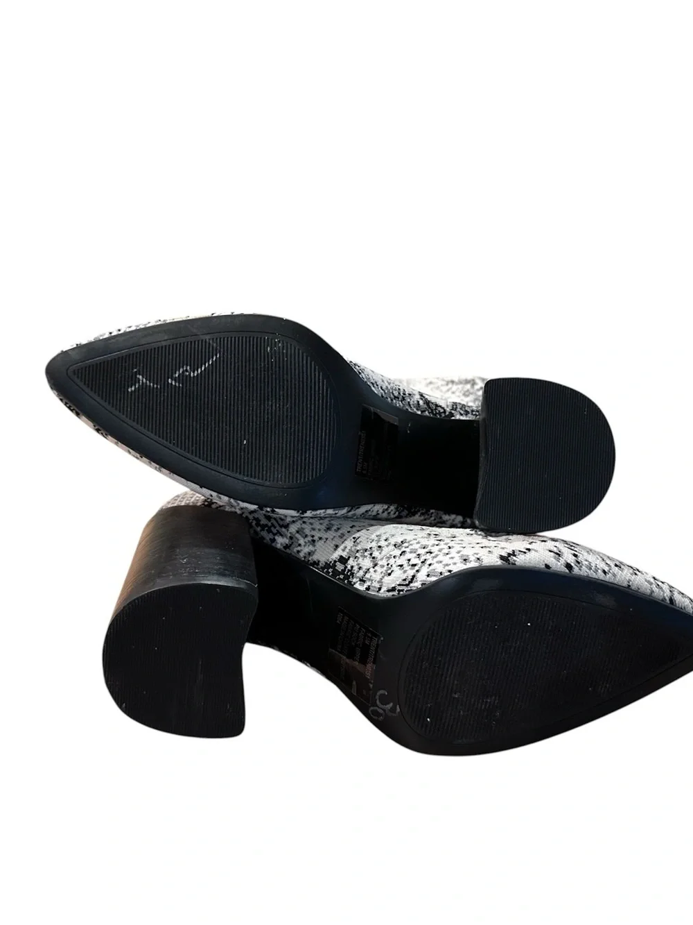 Steve Madden Trent Black & White Snake-Print Sock Boots 9.5 M